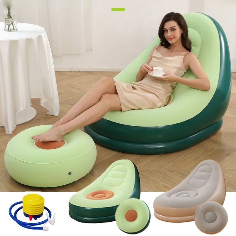 Inflatable Portable Sofa Folding Lazy Bean Bag Sofas Chair Pouf Puff Couch Tatami Living Room Footstool Inflatable Bed Set