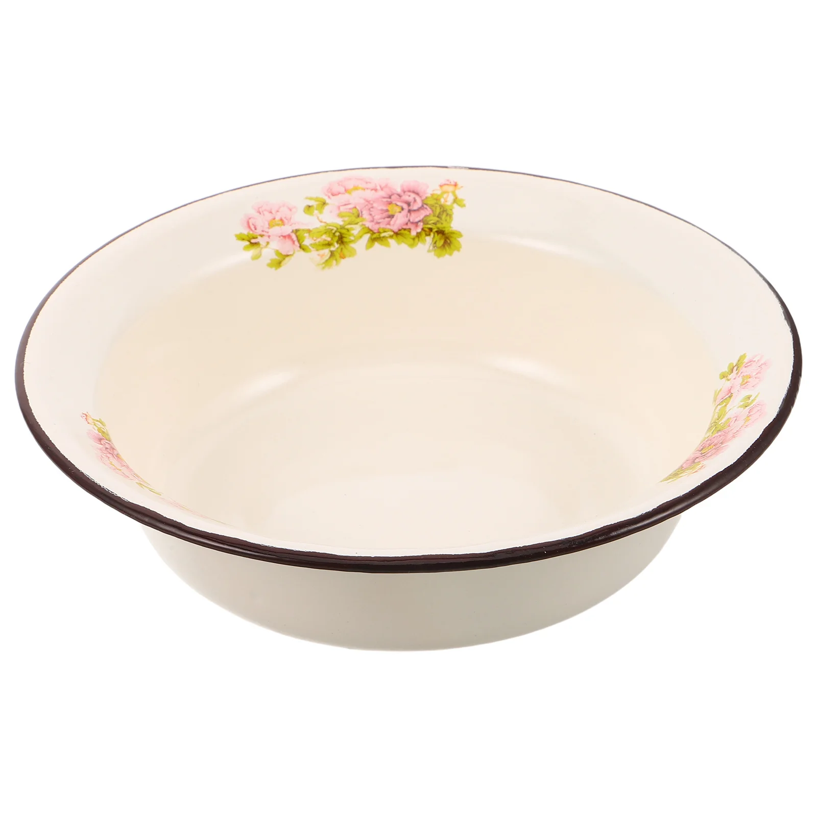 

8-дюймовая толстая эмалированная миска для смешивания, винтажный цветочный узор, глубокая круглая раковина для супа для макарон, выпечки, лапши, сервировки салата в стиле ретро