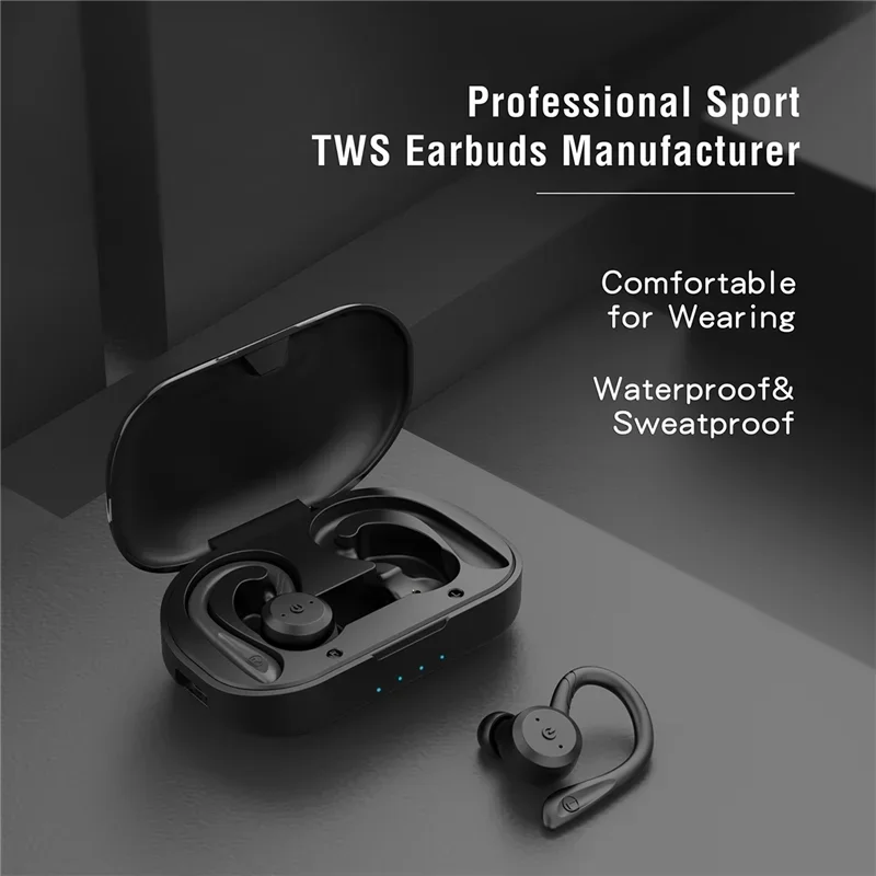 IPX7 Waterproof Wireless Headset Bluetooth Earphone Dual Wear Style Sport Running Stereo Headphone Long Play Time Mic Earbuds