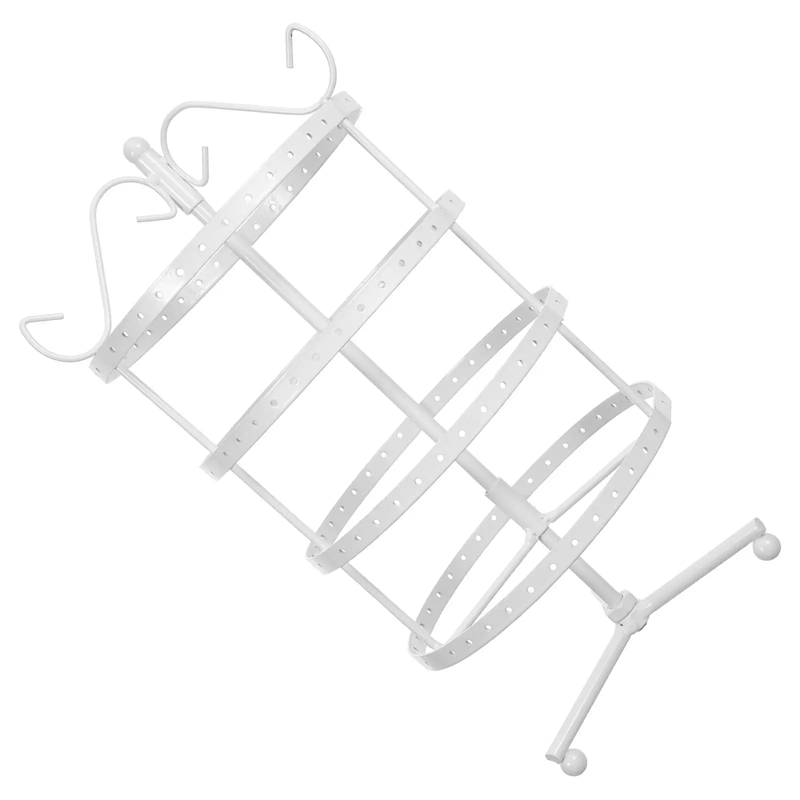 144 Holes 4-Tier Earrings Display Stand Rotating Round Metal Jewelry Holder Size M White for Home Store Use Earring Display Rack