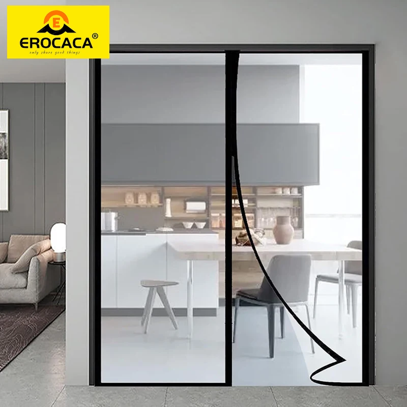 

EROCACA Transparent Magnetic Thermal Insulated Door Curtain Self-Closing Screen Door for Kitchen Bedroom Air Conditioner Room
