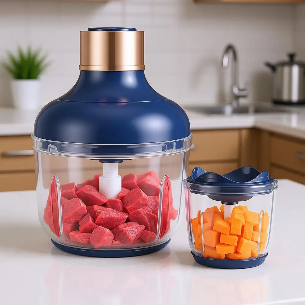 

Электрический измельчитель продуктов с 2 стеклянными чашами, мощность 400 Вт, с лезвиями из нержавеющей стали