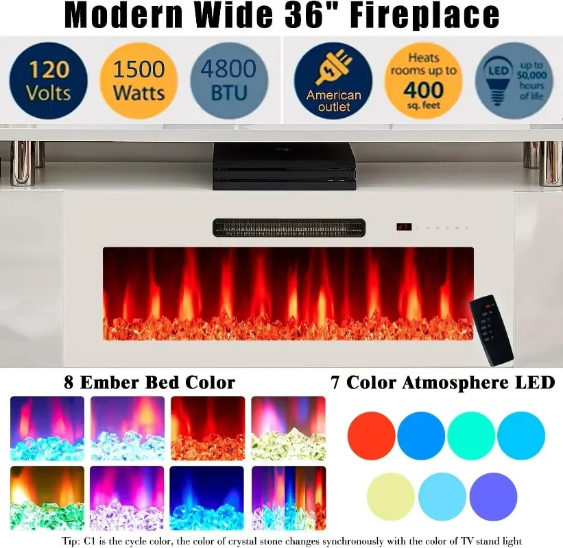 AMERLIFE Fireplace TV Stand with 36