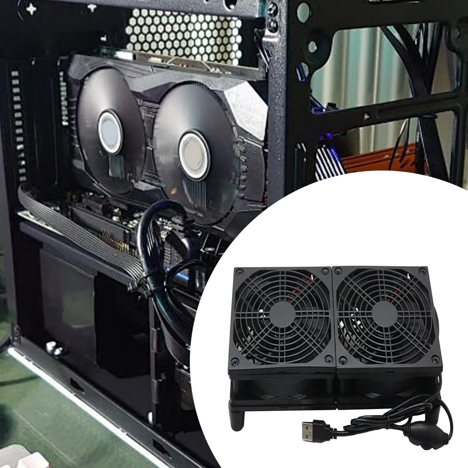 Computer Case Fan DIY Cooling Ventilation Exhaust Projects High Performance USB Dual Cooling Fan for Set Top Box TV Box Chassis