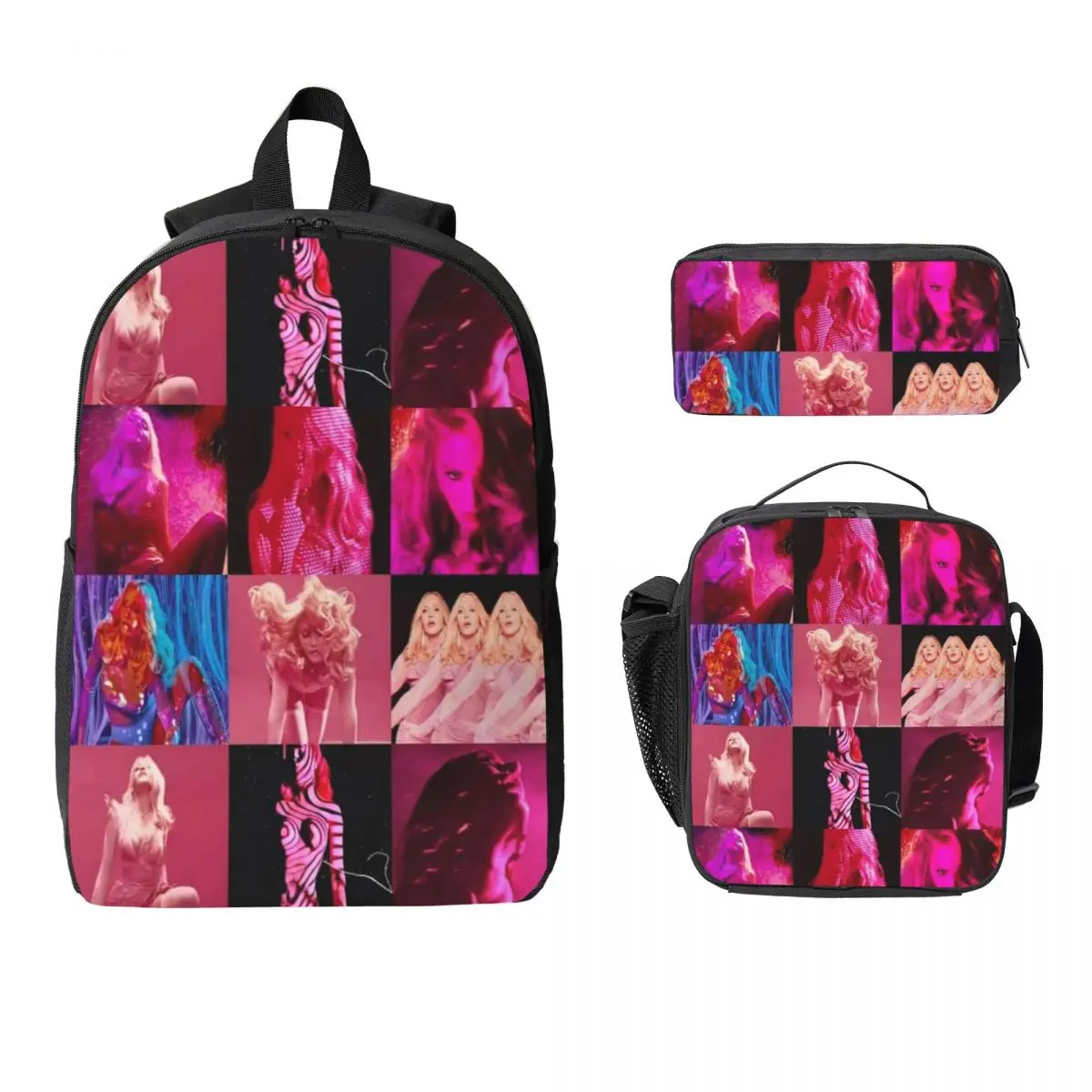 3Pcs Madonnas Confessions II 2026 Backpack Set for Boy Girl Pen Bags Bookbag Sets with Lunch Box For School Students Daypack