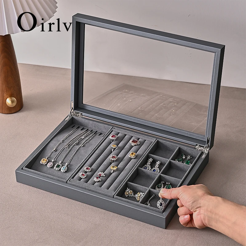 Oirlv Fashion Jewelry Box With Lid Storage Box Necklace Ring Box PU Leather Jewelry Window Display Props Jewelers Joyero