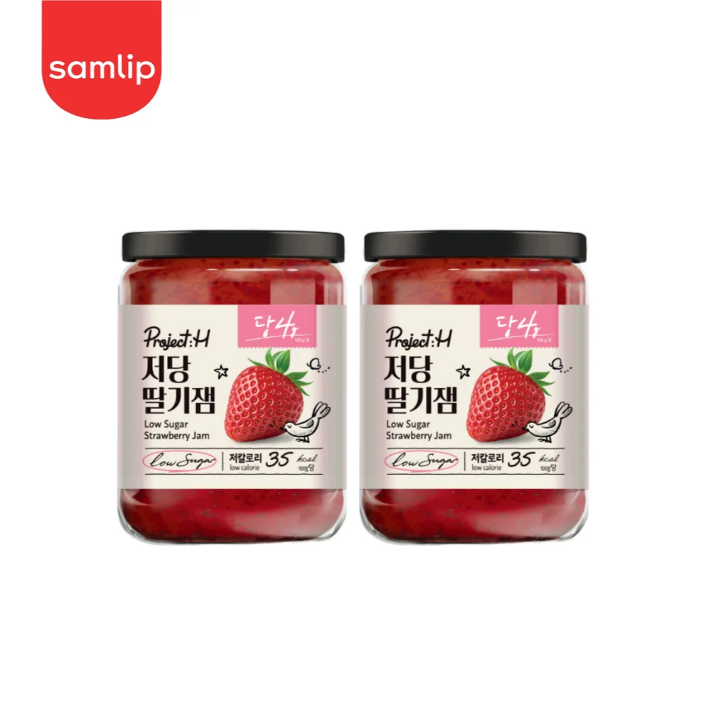 Projecth 2 botellas de mermelada de fresa baja en azúcar 220g