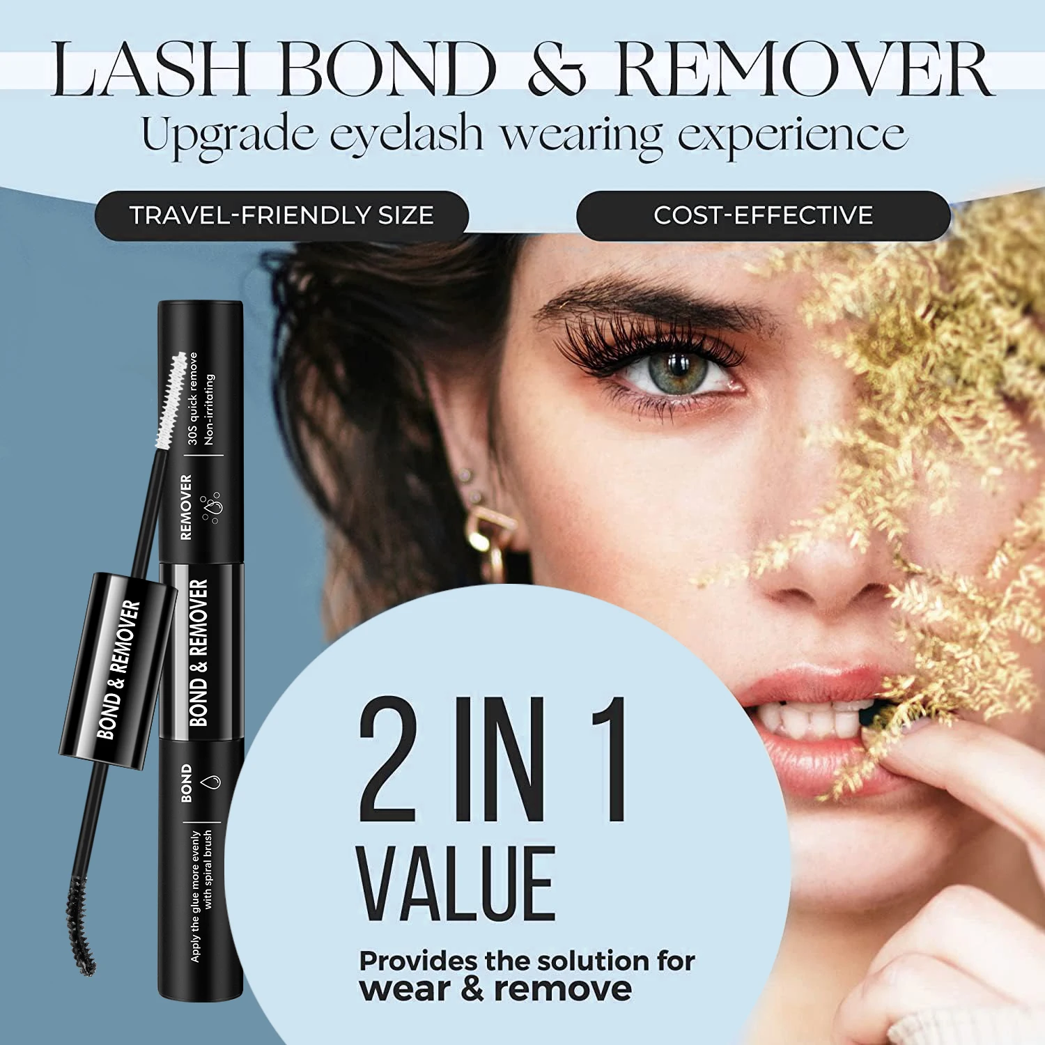 ETVITE 2 in 1 Lash Glue & Remover, Waterproof Mascara Adhesive With Strong 48 Hour Hold, Fast Removal With No Residue