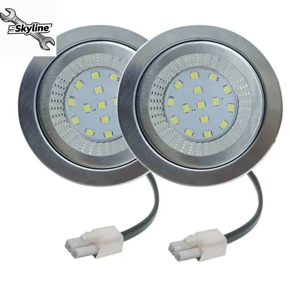 2-Pack 12V Kitchen Range Hood Light Smoke Exhauster Light 1.5W 68mm Stove Cabinet Smoke Vent Extractor Light Bulb White 6000K