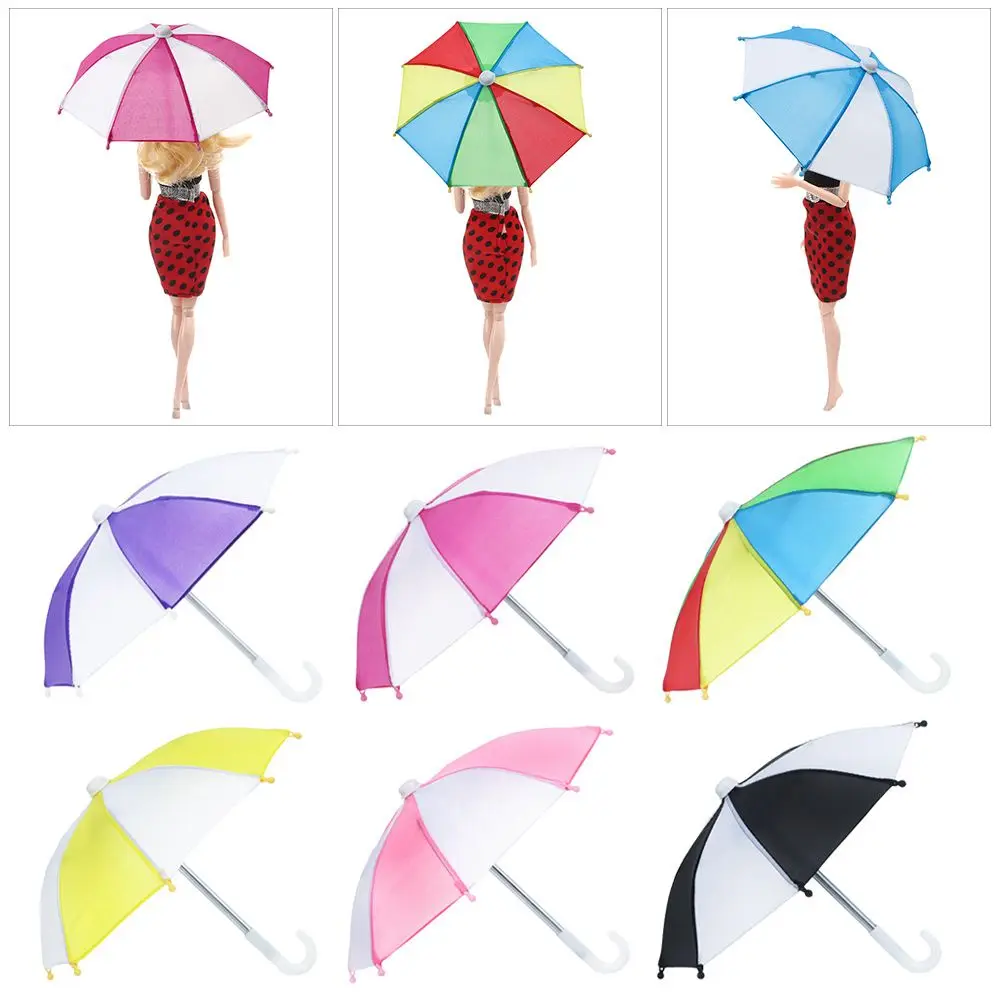 Colorful Doll Umbrella Color Matching Patch Mini Rain Gear Dollhouse Accessories Toy Kids Gift Fit 18 Inch/43CM