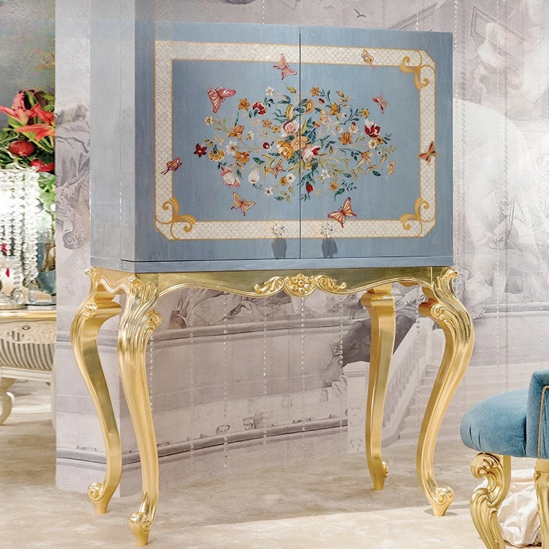 

Italian French Luxury Mahogany Solid Wood Display Cabinet Shell Parquet Living Room Decoration Cabinet