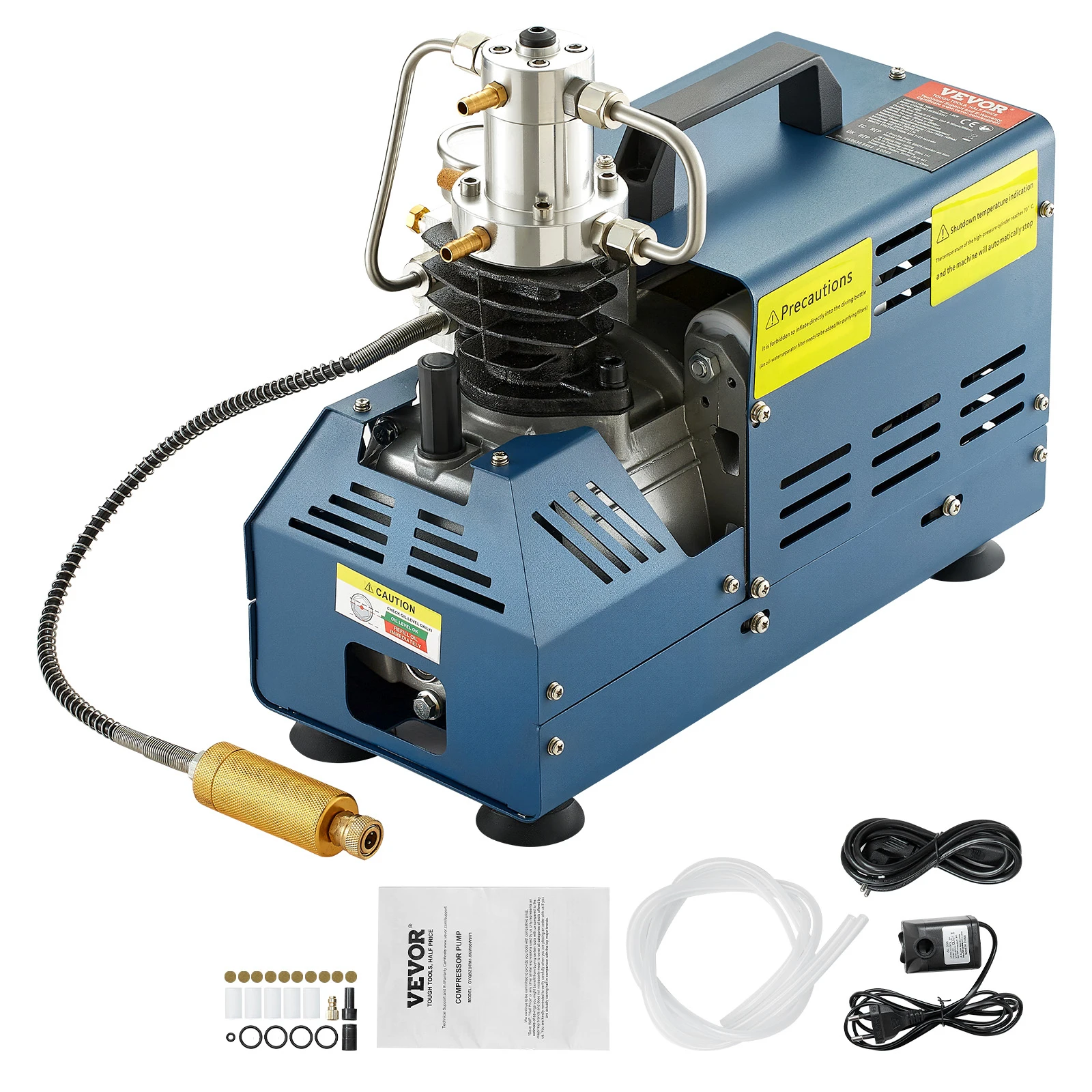 SucceBuy 1800W High Pressure PCP Air Compressor Pump 4500PSI/30MPA/300BAR 220V Manual Stop for Paintball Air Rifle Diving Bottle