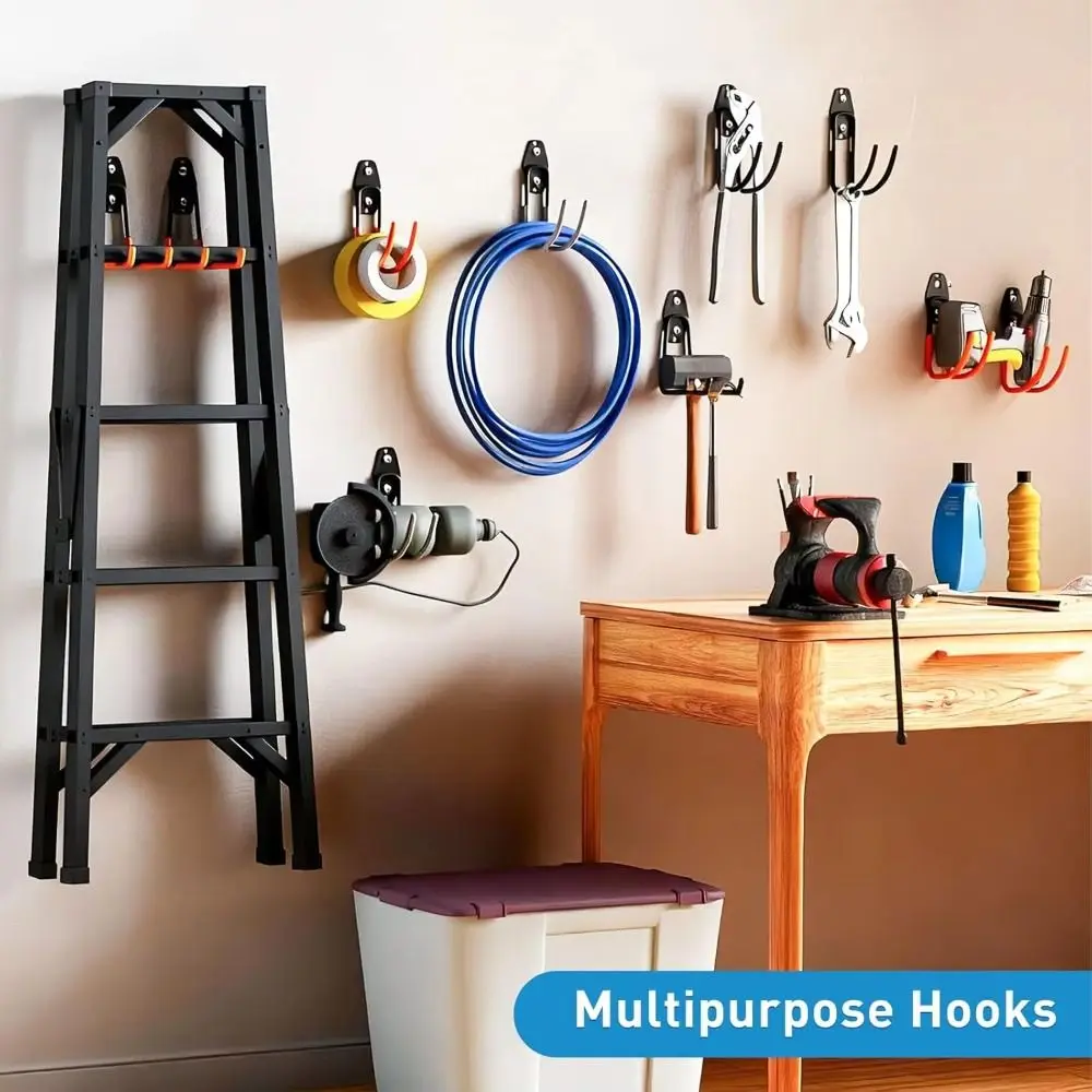 Hanger Hooks Heavy Duty Bike Wall Mount Solid Steel Anti-Slip Coating Wall Mount Hook U Hooks Metal Garage Hook Tool Organize