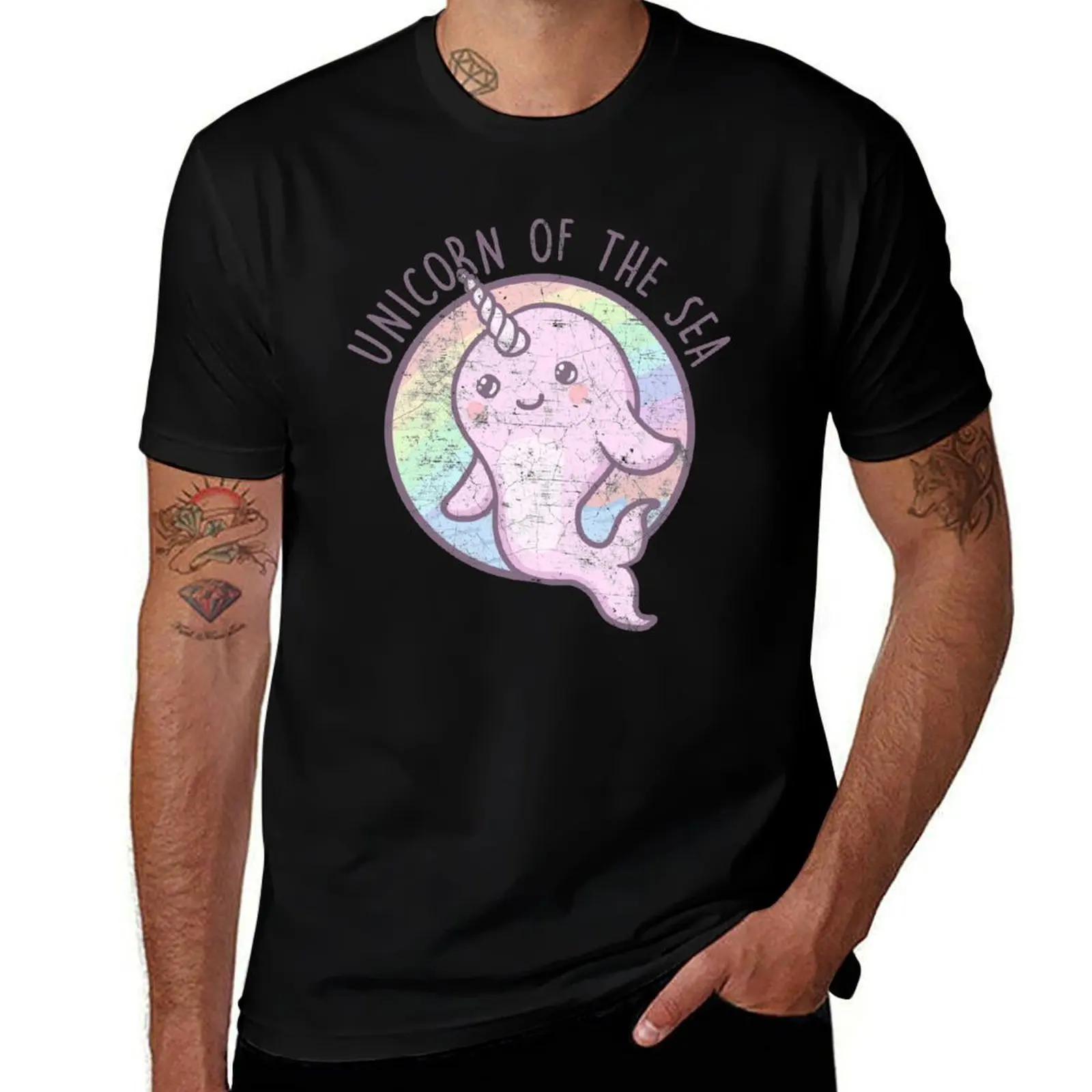 Cute Girls Unicorn Of The Sea - Rainbow Narwhal T-Shirt Big and Tall Gym T-Shirt