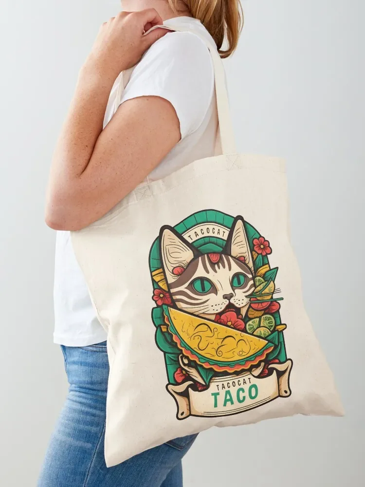 

Tacocat Cinco De Mayo Funny Floral Cat Lover Mexican Fiesta Tote Bag bags for women tote bags aesthetic supermarket folding bag