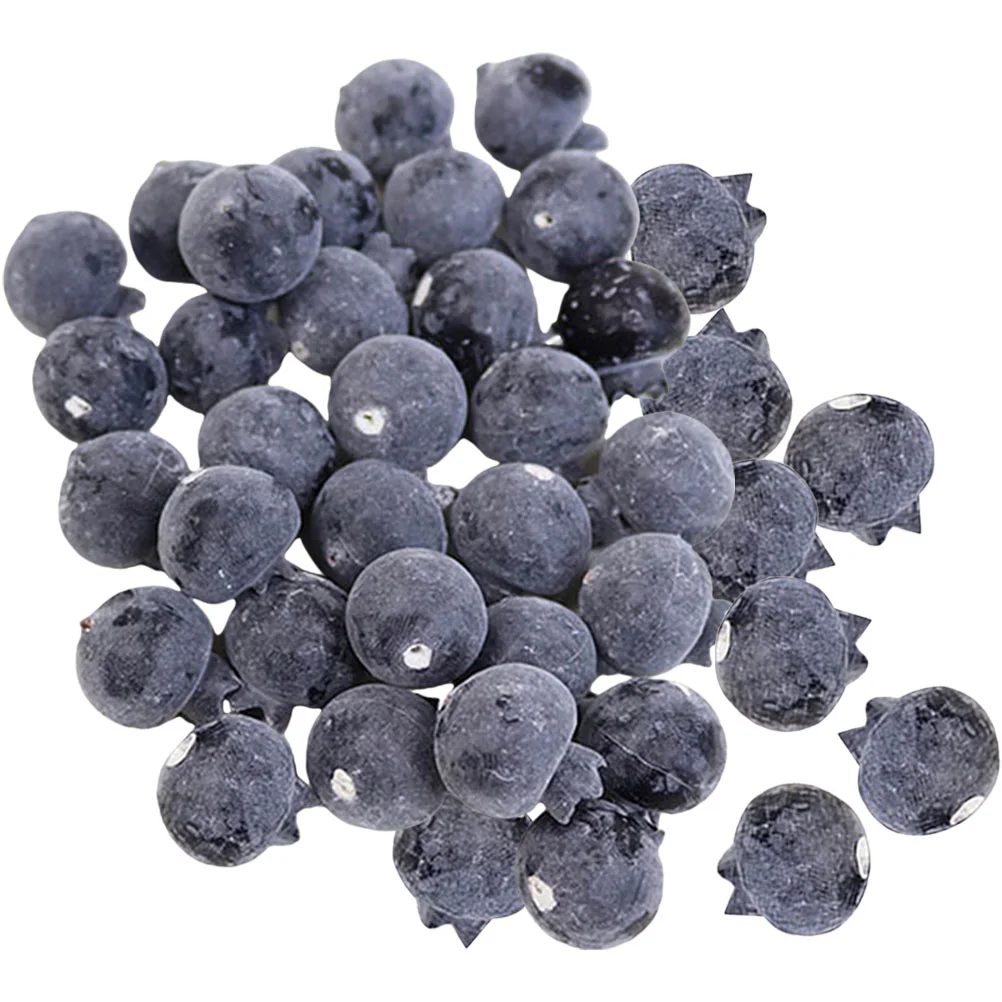 50 Pcs Simulation Blueberry Simulated Blueberries Foam Fake Fruit Faux Layout Scene Decor Decorative Model Desktop Ornament