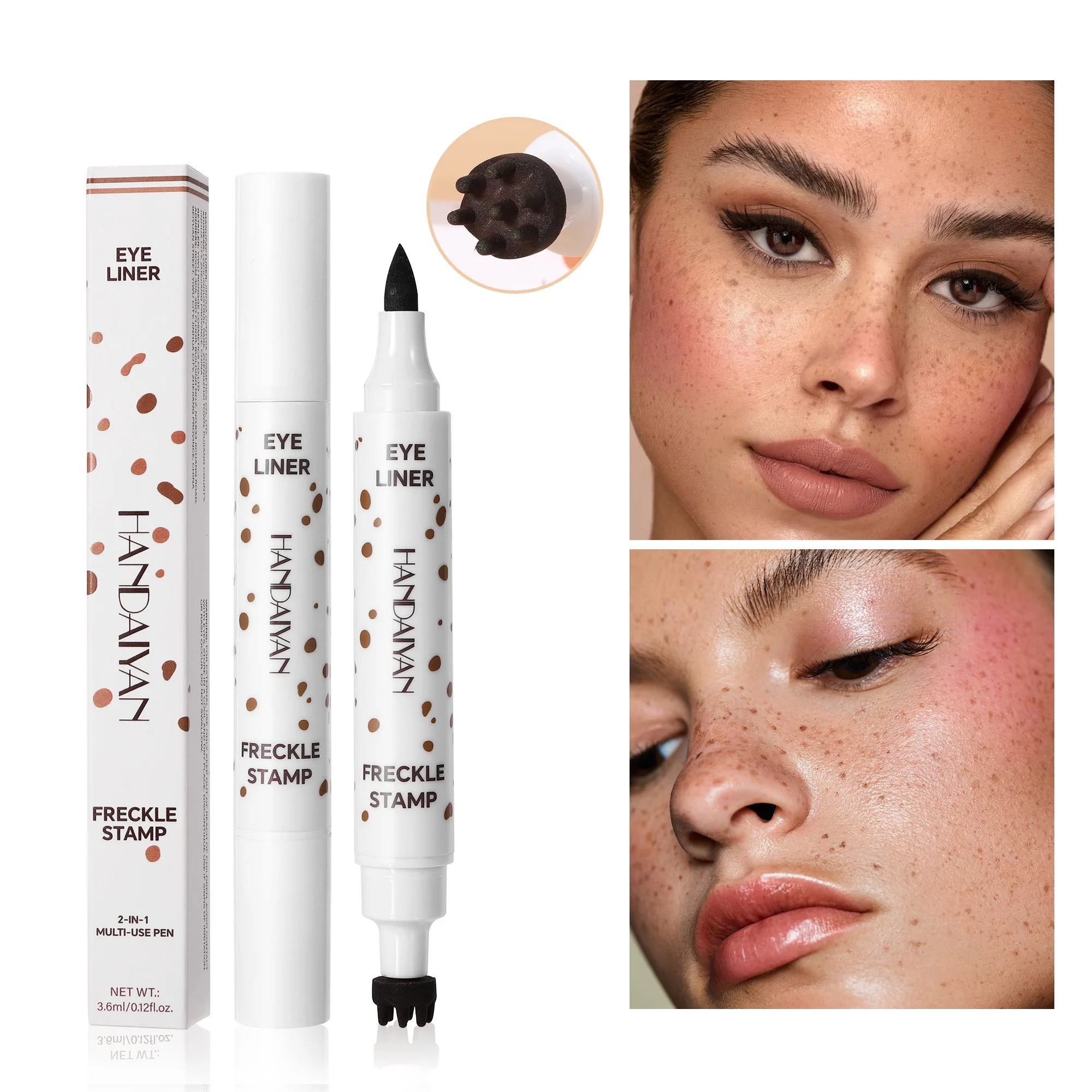 더블 엔드 방수 주근깨 펜 지속적인 모습을 위한 자연스러운 가짜 주근깨 펜 메이크업 라이트/다크 브라운을 위한 도트 스팟 펜