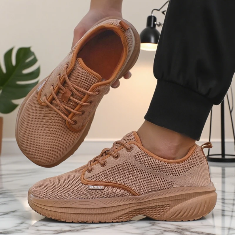 

New Men's Running Shoes Breathable Mesh Comfortable Barefoot Shoes Wide Toe Thick Soled Shoes Outdoor Camping Soft Men Sneakers