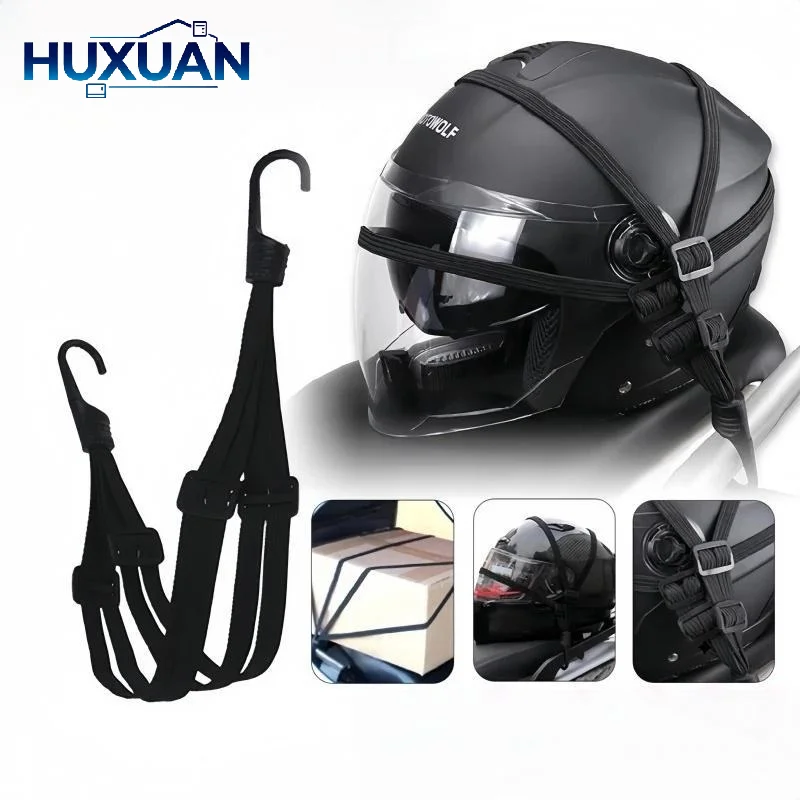 1Pc Motorcycle Elastic Suitcase With Safety Hook-Versatile Helmet Mesh Gear Transport Durable And Sleek For Daily Travel