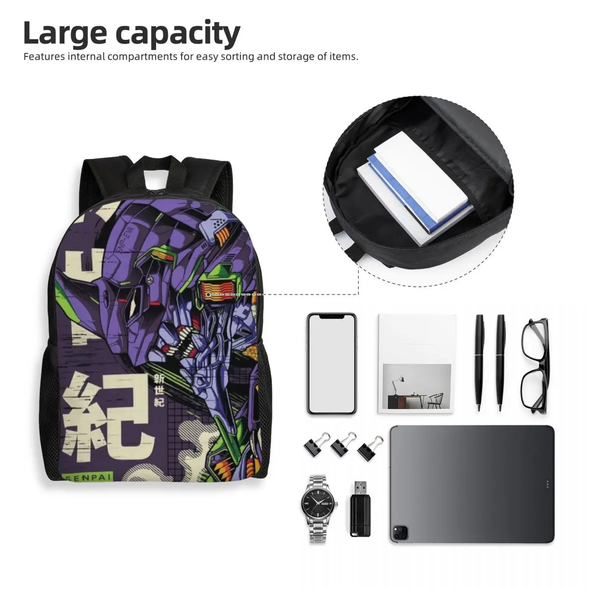 Zaino da viaggio personalizzato Manga Evangeliones Uomo Donna Scuola Computer Bookbag Borse per studenti universitari