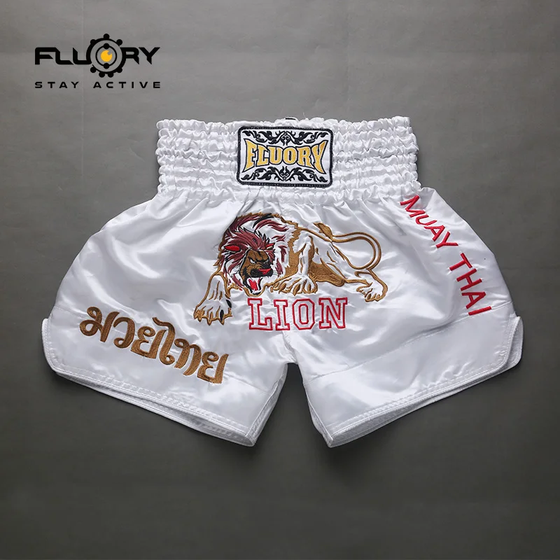 Fluory Thai Boxing Shorts Fairtex shorts Lion Embroidery Muay Thai Pantalones MMA Shorts for Men Women