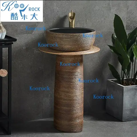 Jingdezhen Ceramic Pedestal Sink with Artistic Design - Unique and Splash-Resistant for Home and Guesthouses