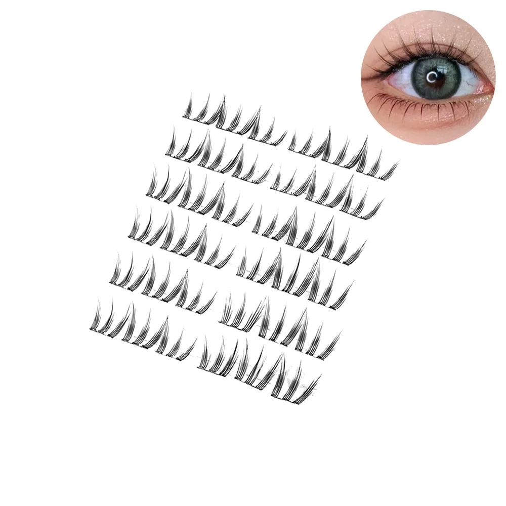 Press on Self Adhesive Cluster Lashes Natural Look No Glue Needed Individual Eyelash Handmade Reusable