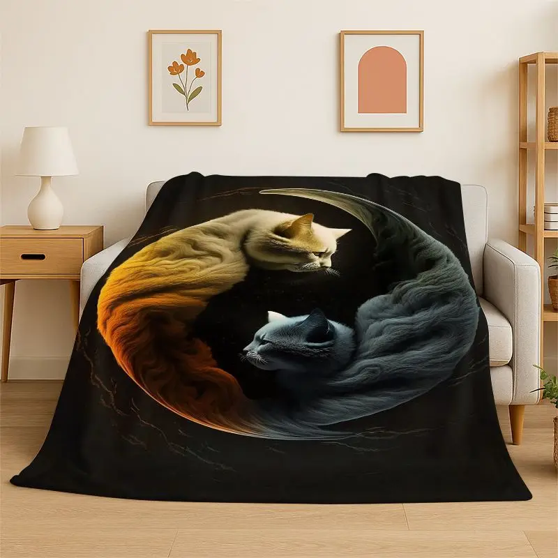 Meditation Yin Yang Tai Chi Bagua Yoga Flannel Blanket Soft Throw Blanket for Bedroom Living Room Bed Travel Camping Picnic Nap