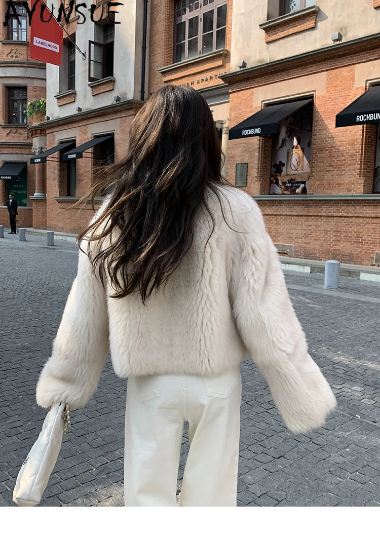 AYUNSUE 100% Natural Wool Womens Jacket Luxury Short Shearling Jackets Women Clothes 2025 Winter New in Outerwears Кофта С Мехом