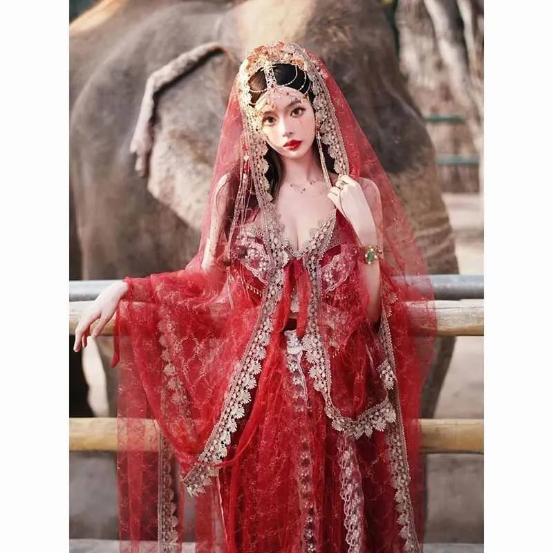 Hanfu Red Dress Women Chinese Style Dance Dress Travel Photography Party Outfit Indian Belly Dance Dress Hanfu Plus Size XXL