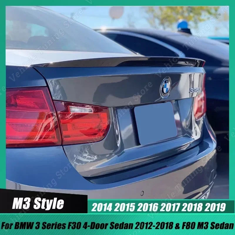 

M3 Style For BMW 3 Series F30 4-Door Sedan 2012-2018 & F80 M3 Sedan 2014-2019 Rear Trunk Lid Car Spoiler Wings ABS Gloss Black