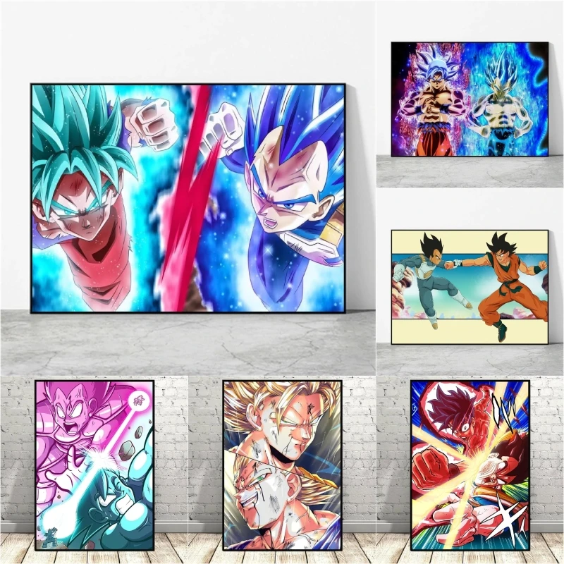 

Dragon Ball Print On Canvas Goku Vs Vegeta Classic Friends Gifts Cartoon Character Picture Wall Art Modern Home Modular Prints