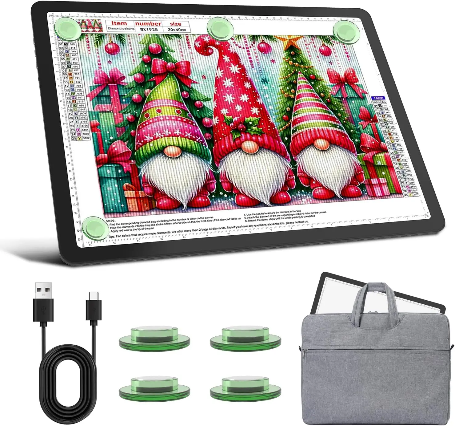 

Rechargeable A3 Diamond Art Light Board with Carry Bag, 5600 Lux Tracing Box, Side Buttons, 3 Colors & 6 Brightness Levels