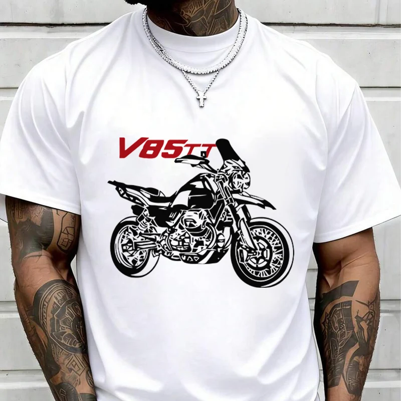 Guzzi V85Tt V 85 Tt Moto Creative Print T Shirt Summer Short-sleeved Casual Tee Men Women Streetwear Loose T-shirt