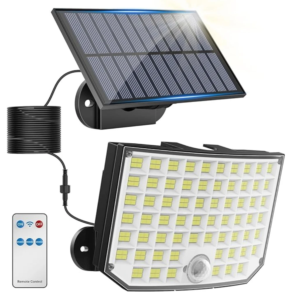 256/234 LED Solar Outdoor Lights Motion Sensor Security Lights 5m Cable IP65 Waterproof Flood Lights for Outside Yard Garage