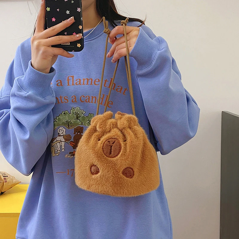 

Capybara Plush Storage Bag Students Pencil Pouch Stationery Lovely Headphone Cute Capybara Handbag For Party Decor Supplies