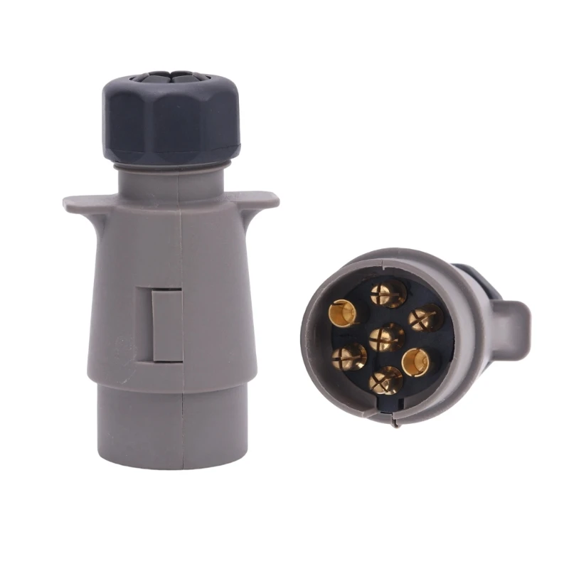 ABS-Housed Trailer Electrical Adapter in a European-Style 7-Pin 12 V Format for Travel Trailer Lighting Circuit with