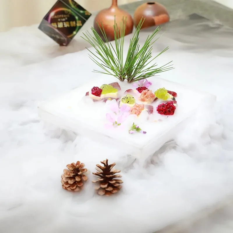 Creative Feature Double-layer Dry Ice Tableware Acrylic Molecular Cooking Plate Personalized Artistic Conception Dinner Plates G
