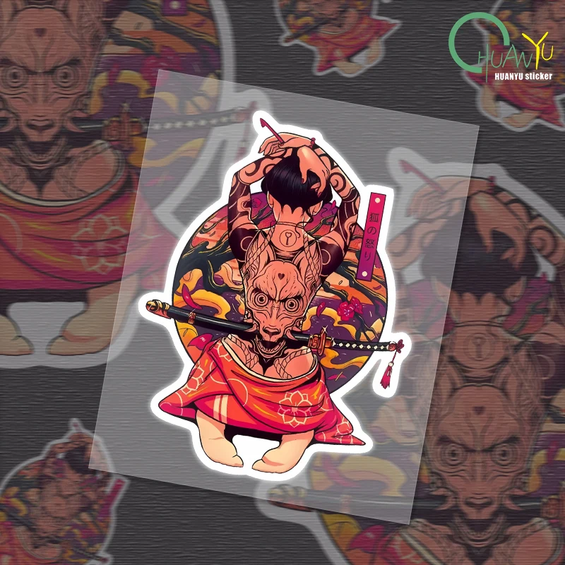 For Japanese Cherry Samurai Car Sticker JDM RV Campervan Decal Graffiti Trunk Motorcycle Car Accessories