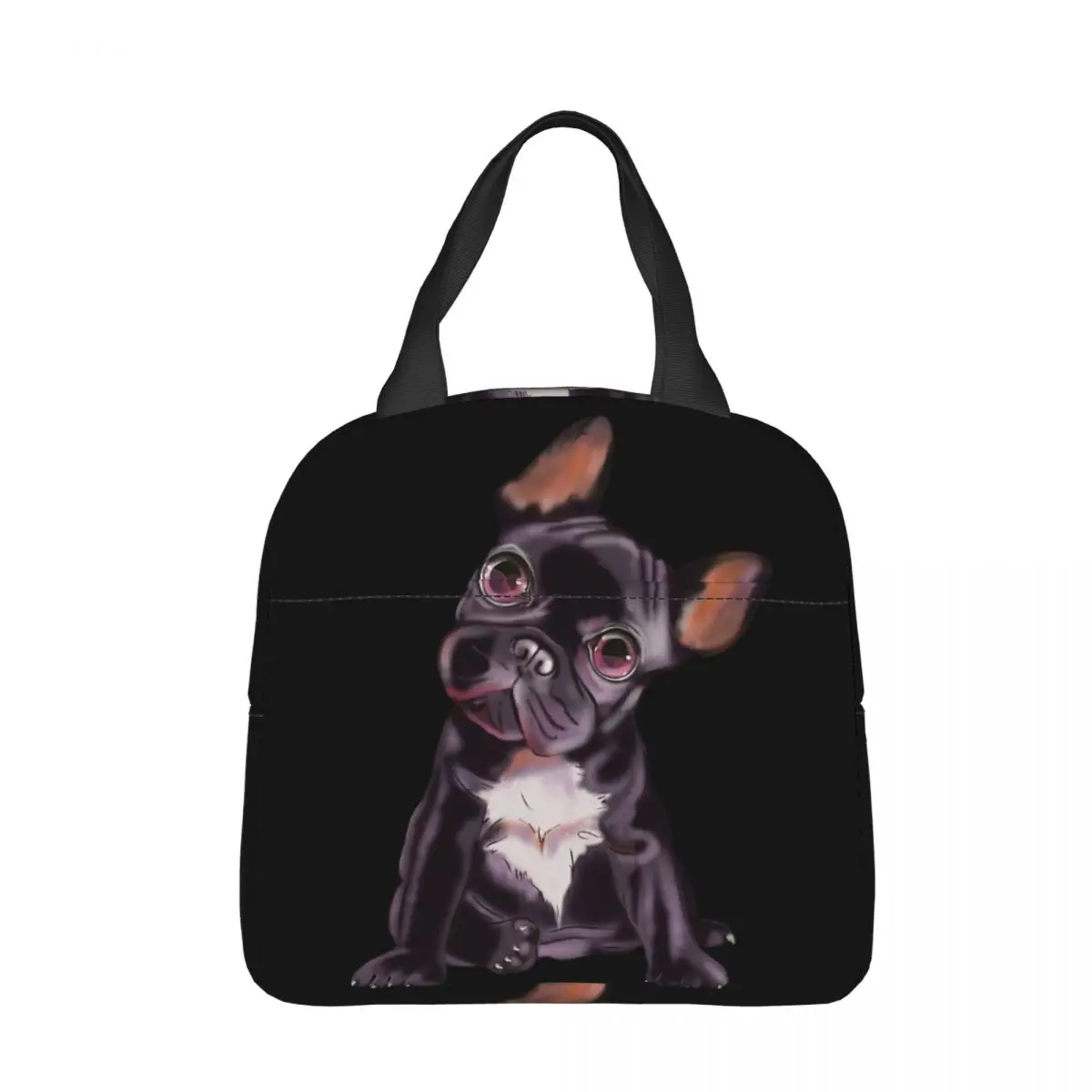 

Cute Sitting Awesome Painting Pattern Cooler Lunch Box French Bulldog Mountaineering Thermal Insulation Portable Food Bag