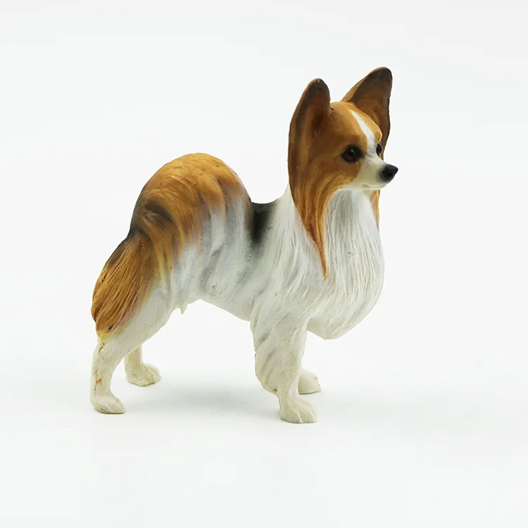 Papillon Dog Figure Puppy Model Dog Statue Decorative Trinkets Pet Figurines Toys Christmas Kids Gift Doll