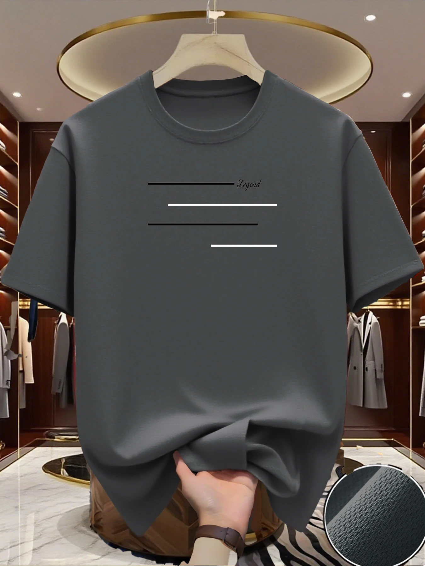 Camiseta masculina de corrida, gola redonda, fina, estampa de legenda, secagem rápida, manga curta, respirável, fitness, esportes, roupa para todas as estações