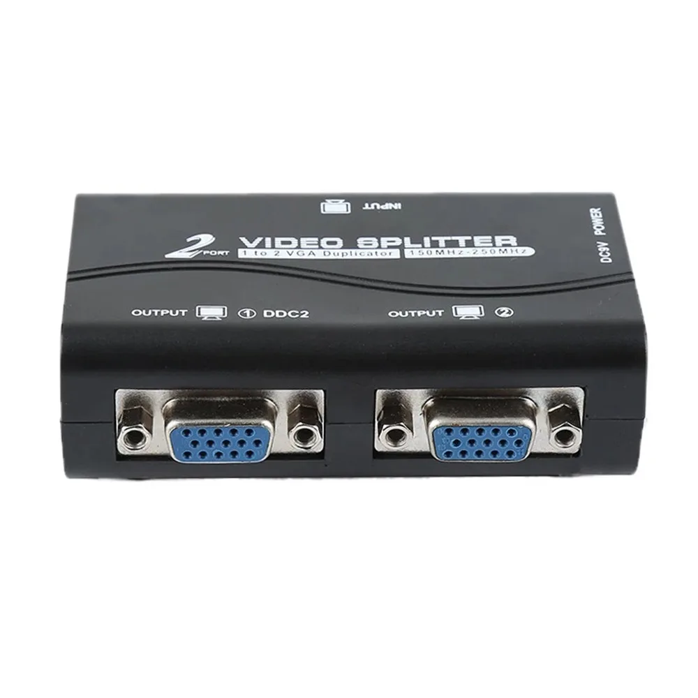 1 PC to 2 Monitor 1 to 2 Split Screen VGA Splitter Video Splitter Duplicator Adapter with USB cable