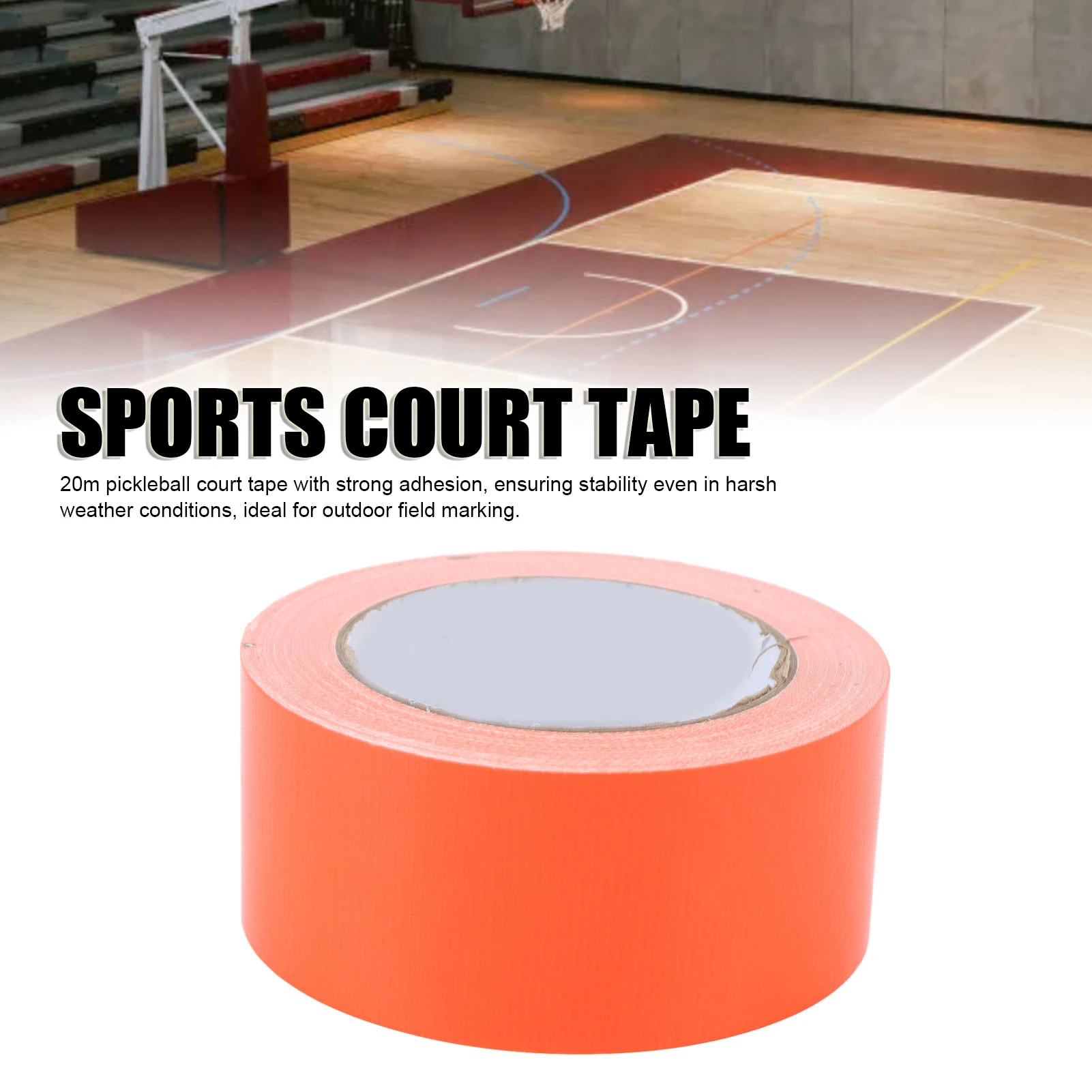 

Лента для спортивного двора, мощная адгезия, 20-метровая лента для разметки корта для пиклбола на открытом воздухе для игр с мячом, оригинальная лента