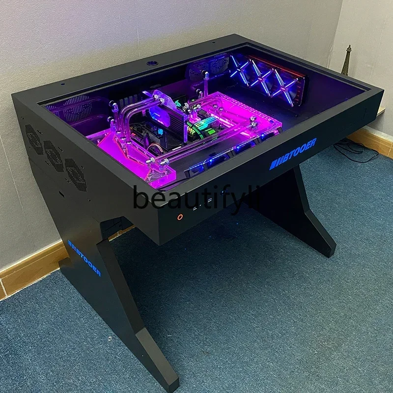 Smt03 الوافدين الجدد هيكل الكمبيوتر طاولة متكاملة سطح المكتب الراقية كامل شفاف هيكل كبير رائع الخيال العلمي المبرد بالماء e-