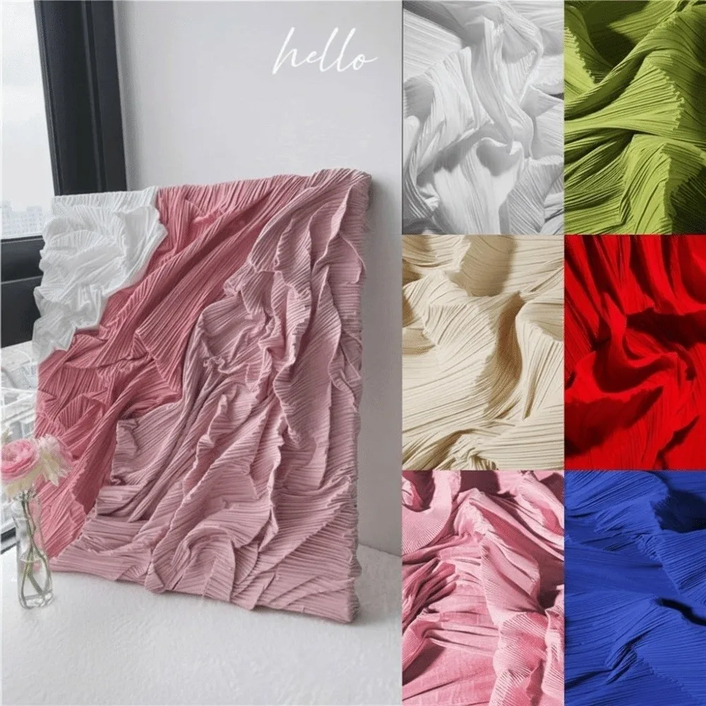 150X100cm Pleated Fabric Wrinkled Texture Micro Elastic Crepe Fabric Soft Crepe Accordion Fold Chiffon Fabric Fashion Dress