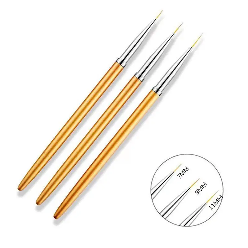 3Pcs DIY Nail Drawing Pen Acrylic French Stripe Liner Brush For 3D Tips Lines Stripes UV Gel Painting Tool