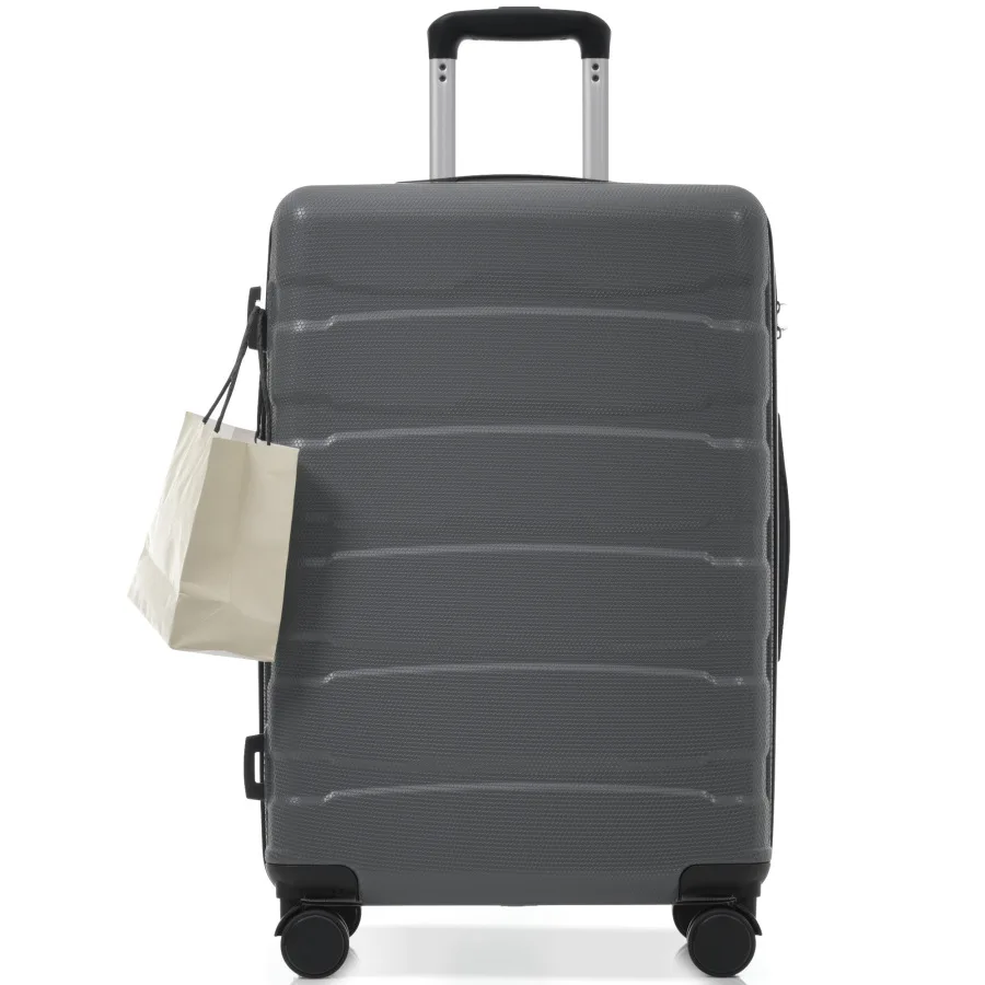 

24 Inch Hardshell ABS Checked Luggage for Travel, Black, Durable Expandable Suitcase with Smooth Spinner Wheels and TSA Lock