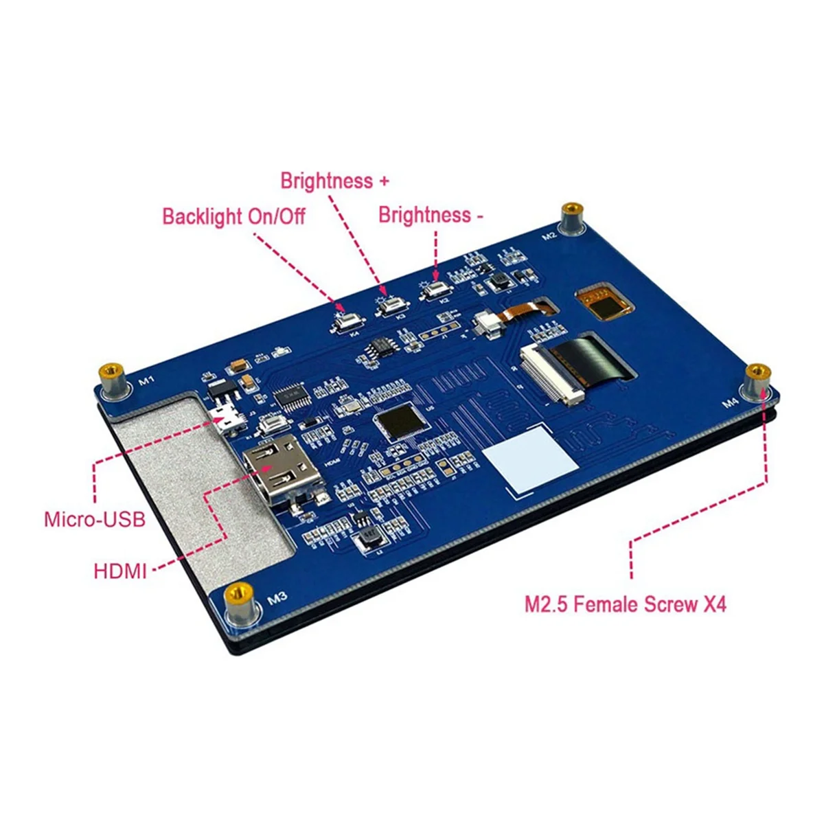 Imagem -04 - Compatível com Hdmi Monitor hd Tela de Toque Capacitivo Raspberry pi 3b 3b Mais 4b Orange pi Ips 1280x720