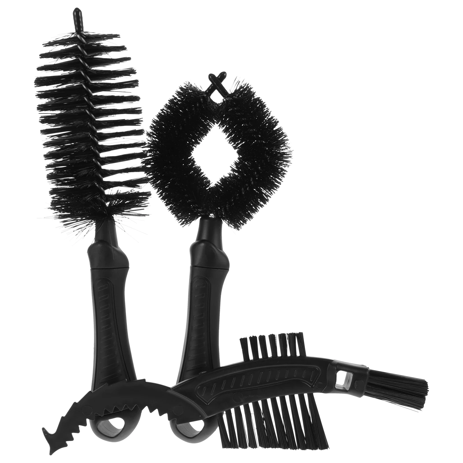 مجموعة فرش سلسلة الدراجة المريحة المكونة من 3 قطع أداة بلاستيكية قابلة لإعادة الاستخدام شديدة التحمل لتنظيف سلسلة الزاوية الكاملة المتوافقة مع جميع الدراجات